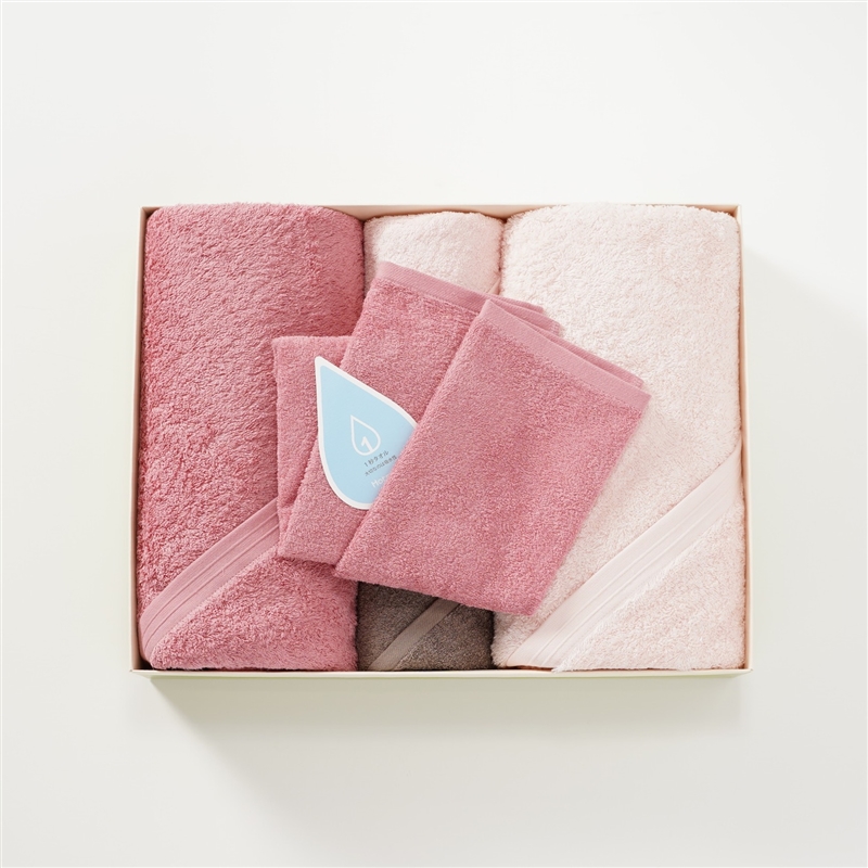 【キャンペーン価格】＜ホットマン＞<1秒タオル>ホットマンカラーフェイスタオル3枚＋バスタオル2枚セット② ピンク系
