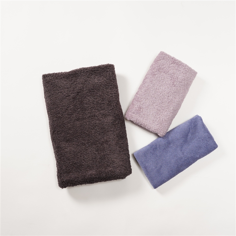 ＜ホットマン＞<1秒タオル>カラーバスタオルハンドタオルフェイスタオルセット ダークグレー・パープル・ダークブルー