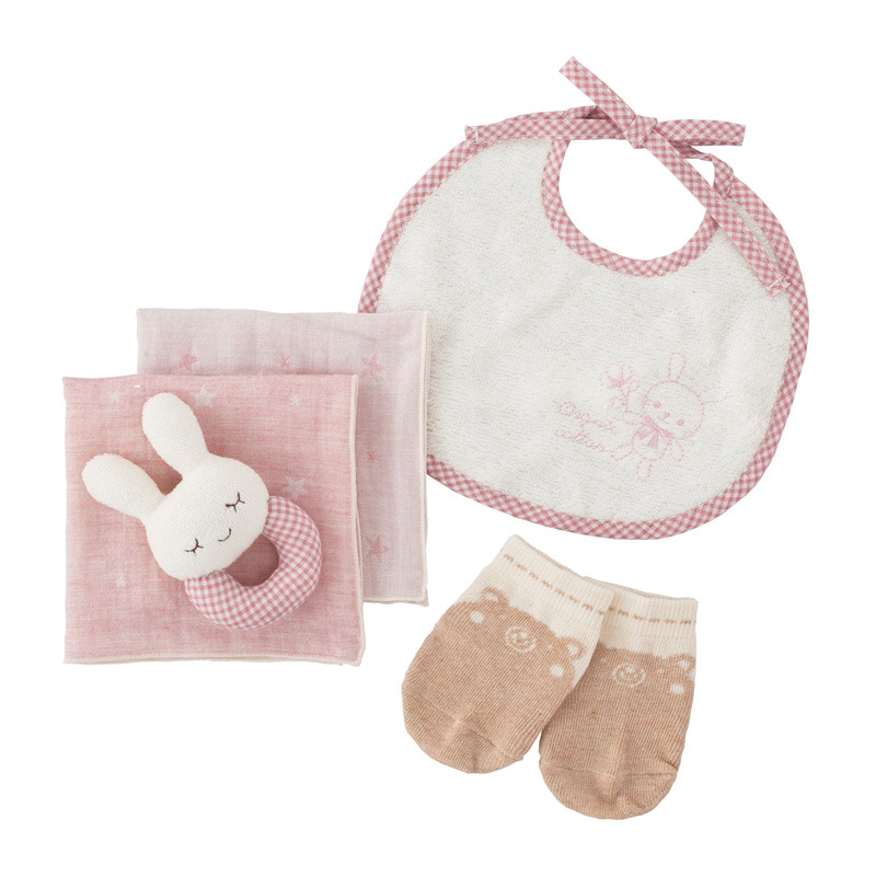 ＜赤ちゃんの城＞パッケージボックスギフト【ベルナチュール】オーガニックスタイ ピンク