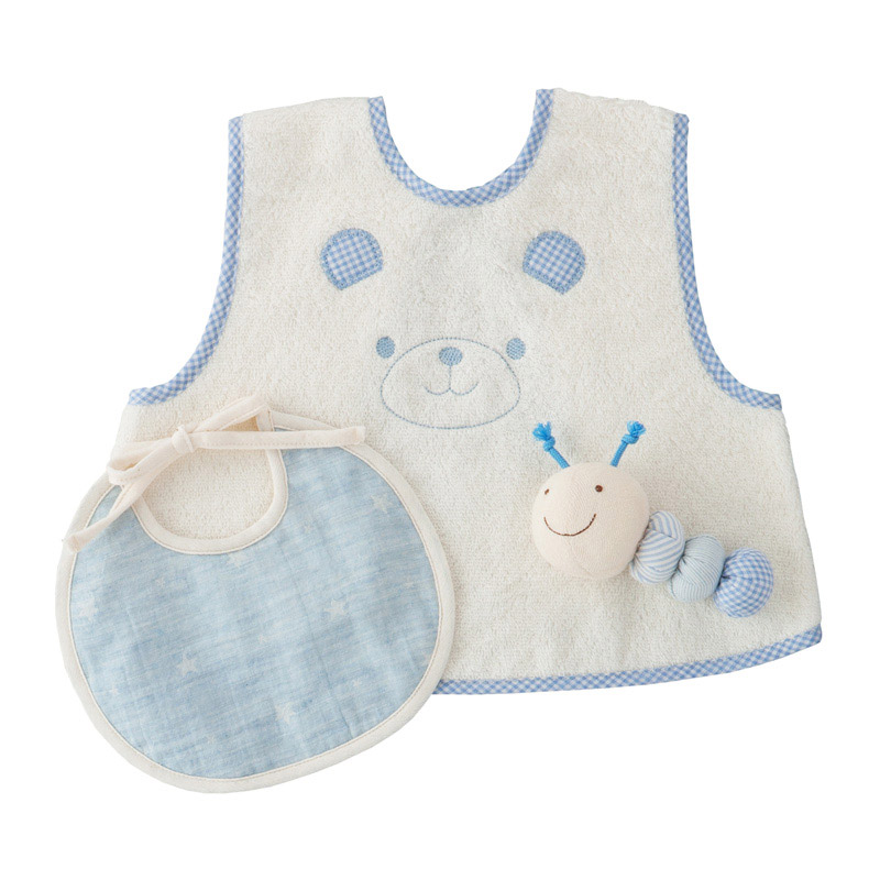 ＜赤ちゃんの城＞パッケージボックスギフト【ベルナチュール】オーガニックエプロン ブルー