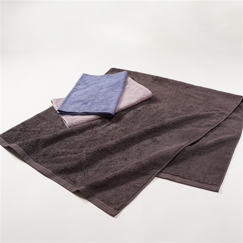 ＜ホットマン＞<1秒タオル>カラーバスタオルハンドタオルフェイスタオルセット ダークグレー・パープル・ダークブルー