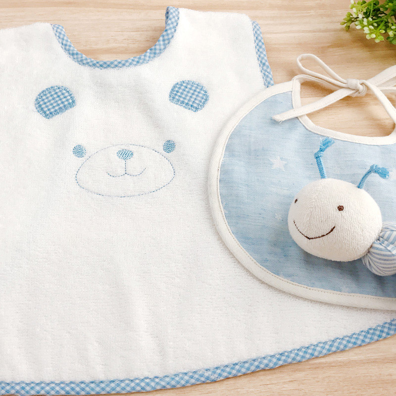 ＜赤ちゃんの城＞パッケージボックスギフト【ベルナチュール】オーガニックエプロン ブルー