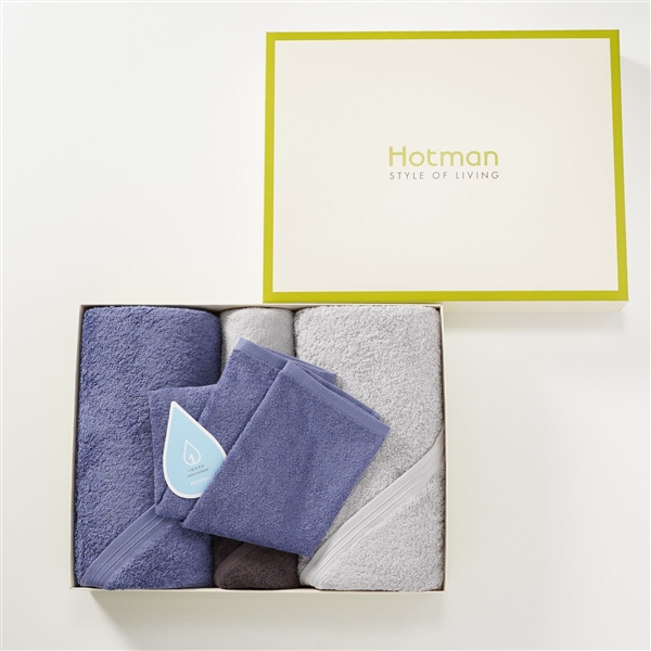 【キャンペーン価格】＜ホットマン＞<1秒タオル>ホットマンカラーフェイスタオル3枚＋バスタオル2枚セット① ブルー系