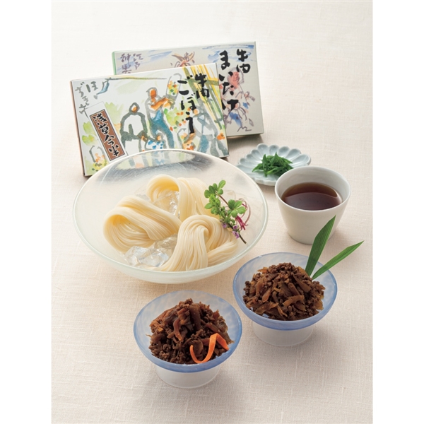 ＜巽製粉＞麦坐×浅草今半　三輪素麺・牛肉佃煮詰合せ
