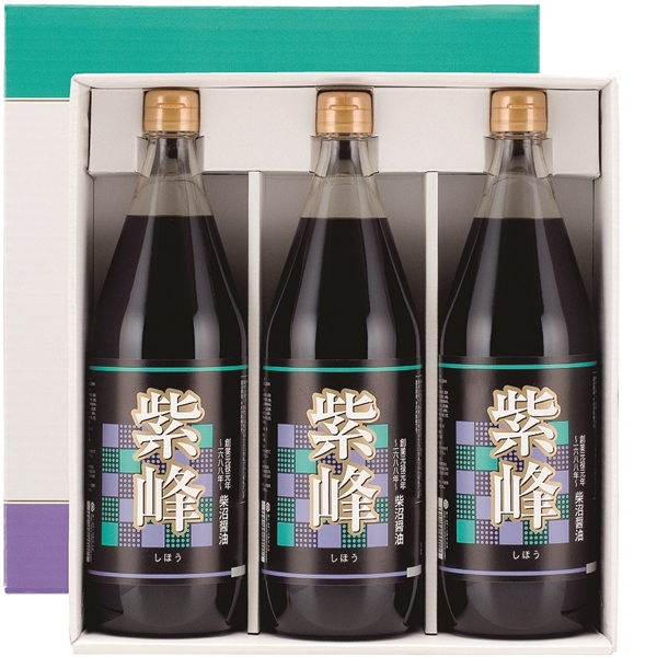 ＜柴沼醤油醸造＞紫峰１Ｌ　３本贈答セット