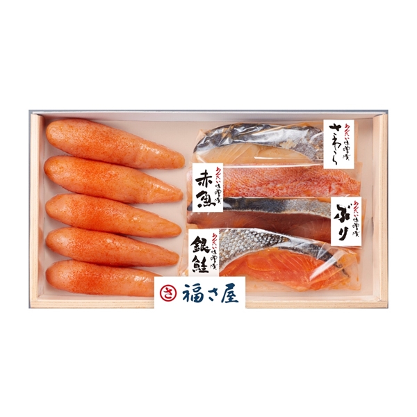 ＜福さ屋＞明太子とレンジで簡単漬け魚セット