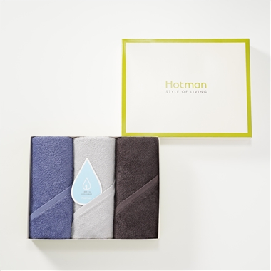 ＜ホットマン＞<1秒タオル>ホットマンカラーフェイスタオル3枚セット①