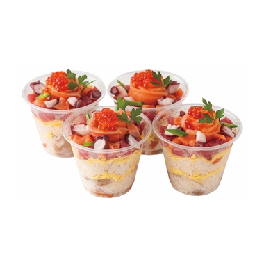 29＜かじま＞彩り海鮮カップ寿司ケーキ(4個入り)