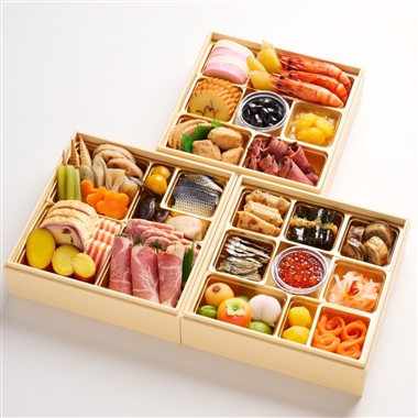 80【12月31日(水)配達指定】<銀座新之助貝新>和洋おせち三段重